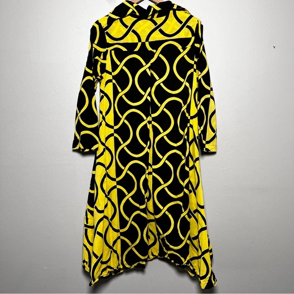 Step in Style Women Tunic Dress Small Yellow Black Abstract Lagenlook Artsy - Picture 7 of 8